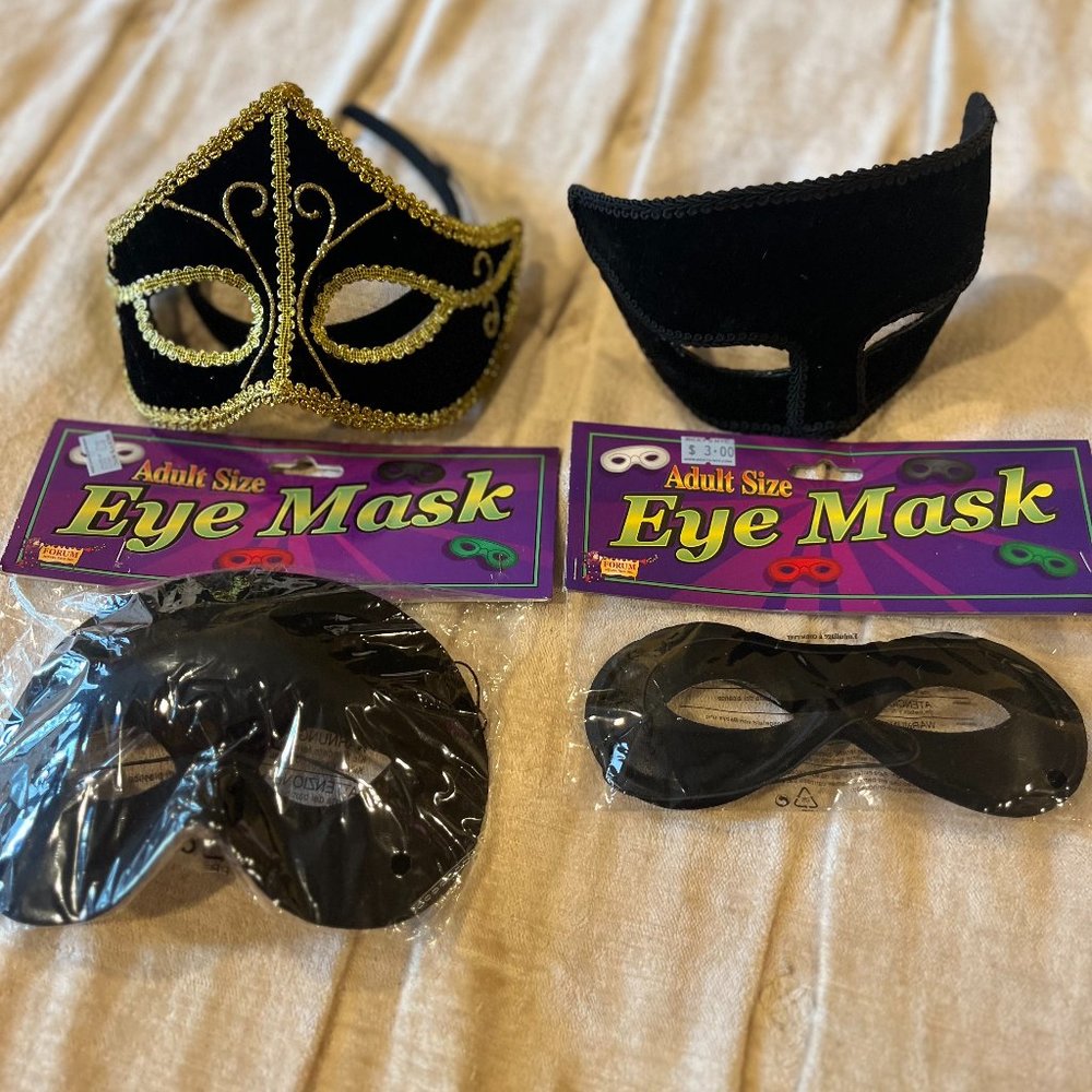 Lot of 4 black costume masks